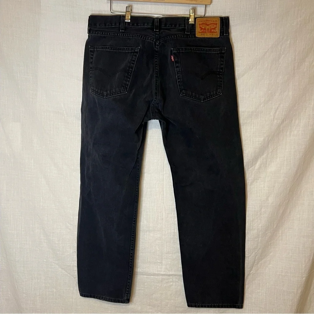 Levi’s 505 Jeans Men's 38x32 Black Denim Straight Leg Regular Grunge Ret…